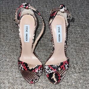 Steve Madden Snakeskin Heels - Red, Black, and Tan